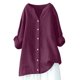 thumbnail image 1 of Blusa holgada con botones para mujer: camisa de manga larga y color liso, top informal con cuello en V para el trabajo o el fin de semana, tallas S-5XL., 1 of 4