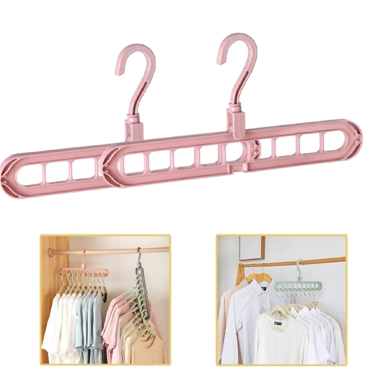4pcs Plastic Space Saving Clothes Hangers, With 5 Slots Stackable