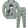 thumbnail image 3 of Gubotare Toddler Boys Girls Cotton Pajamas Set Kids Print jammies Toddler Winter Solid Color Cute Print Long Sleeved Home Wear Baby Clothes Suit Army Green,Size 2-3 Years, 3 of 3