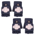 thumbnail image 1 of 2 guantes de medio dedo con forma de copo de nieve para mujer, cálidos para exteriores e invierno, 805, 1 of 5