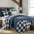 thumbnail image 3 of Levtex Home - Cross Stitch Quilt Set - 100% Cotton - Full/Queen Quilt (88x92in.) + 2 Standard Shams (26x20in.) - Navy Quilt with Matching Stitching, 3 of 10