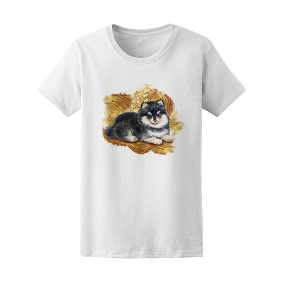 Pomeranian Spitz Puppy Drawing Tee Women's -Image by Shutterstock