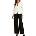 thumbnail image 2 of INSPIRE CHIC Women's Blazers Stand Collar Single Breasted Work Suit Jacket M Beige White, 2 of 6