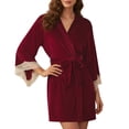 thumbnail image 1 of Lixiuxyad Soft Velvet Cozy Sleep Robe,Red, 1 of 6