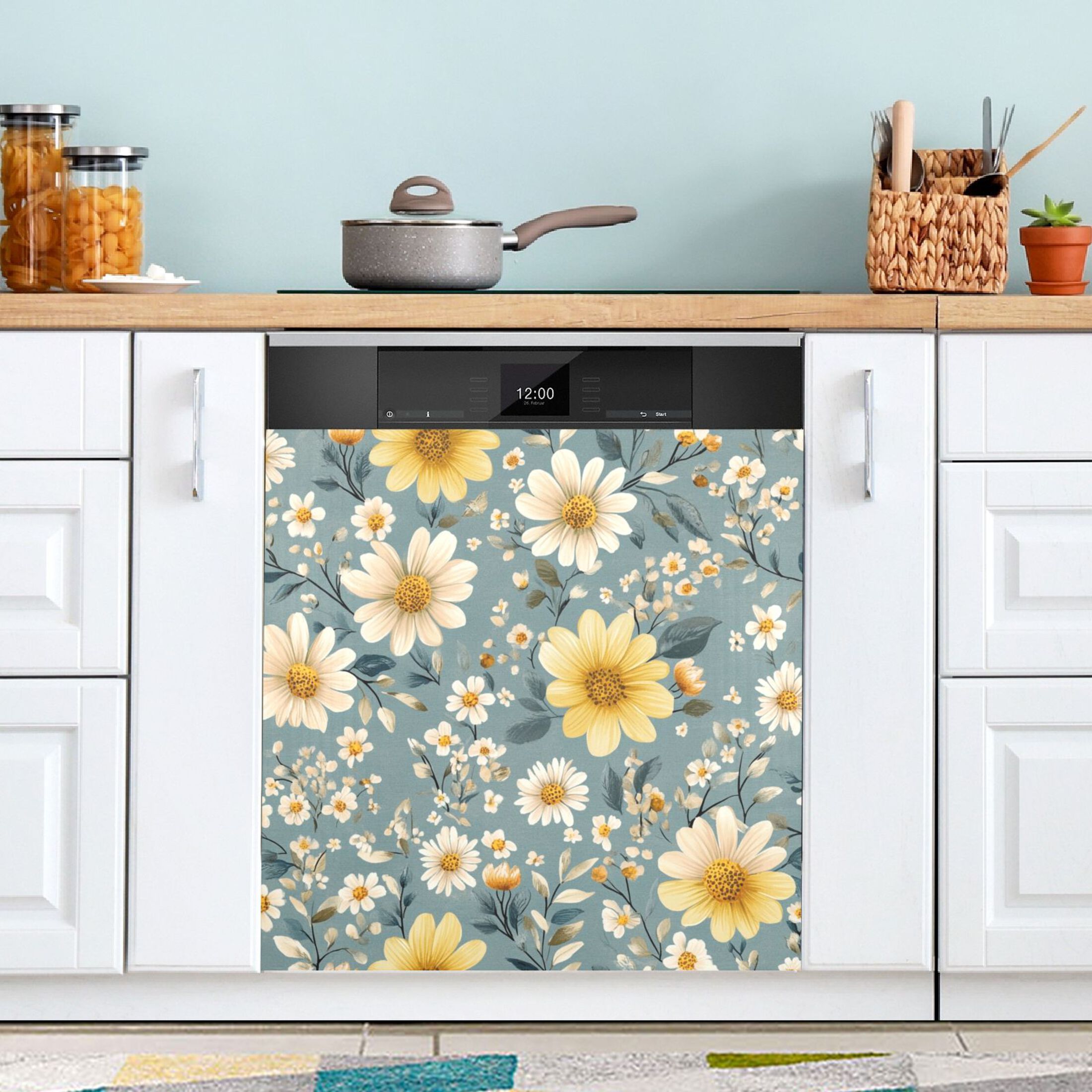 Dishwasher Magnetic Sticker 23x26 Inch Refrigerator Magnetic Sticker Washing Machine Magnetic Sticker Kitchen Panel Magnetic Sticker Home Decor Cool Beautiful Yellow Flowers