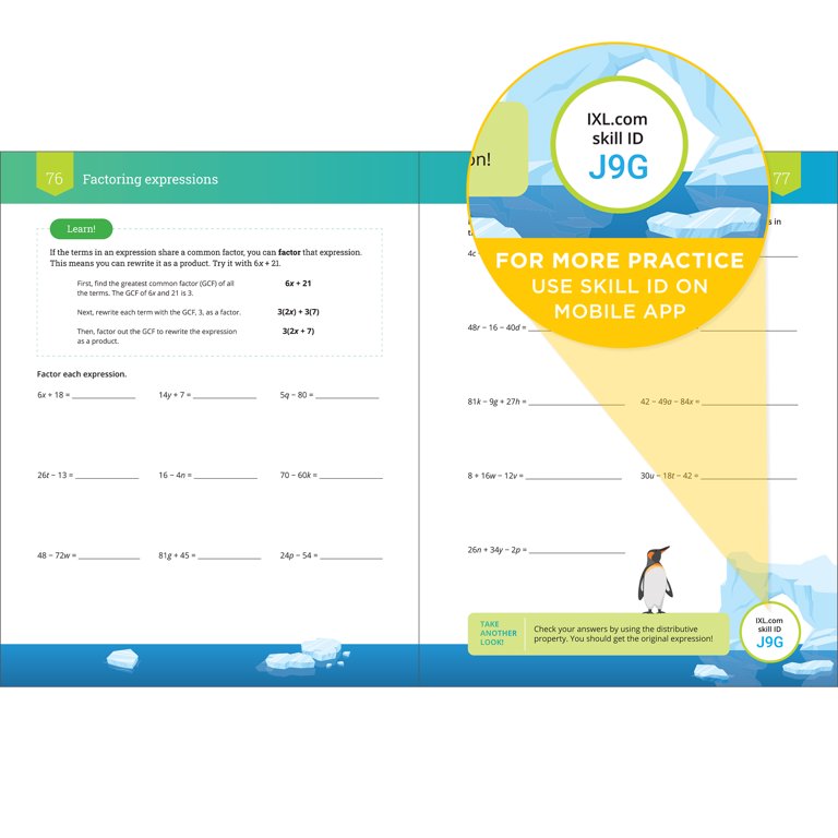 IXL Learning, Seventh Grade Math Workbook, 224 pages, Paperback
