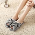thumbnail image 5 of Zapatillas de felpa de leopardo suave con banda cruzada para mujer, zapatillas peludas, zapatos con punta abierta, diapositivas para interiores y exteriores, 5 of 5