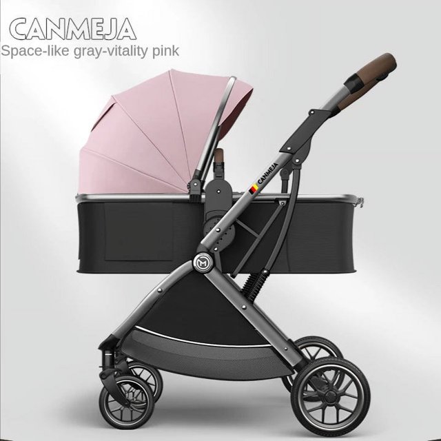 3 in 1 Two-way lightweight folding four-wheeled Baby Stroller Luxury Can Sit Can Lie Baby carriage Shock absorption Baby Cart ShopWise Round