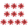 thumbnail image 1 of Matsuzay 10 piezas de flores artificiales de Navidad, flor de Pascua con purpurina, flor falsa reutilizable, manualidades DIY, fiesta de boda, Año Nuevo Kits de decoración para fiestas rojo Matsuzay HA008610-02, 1 of 6