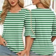 thumbnail image 2 of Plebaso Womens Summer Tops Ruffle 3/4 Length Sleeve Round Neck Shirts Pleated Casual Loose Tunic Blouses, 2 of 6