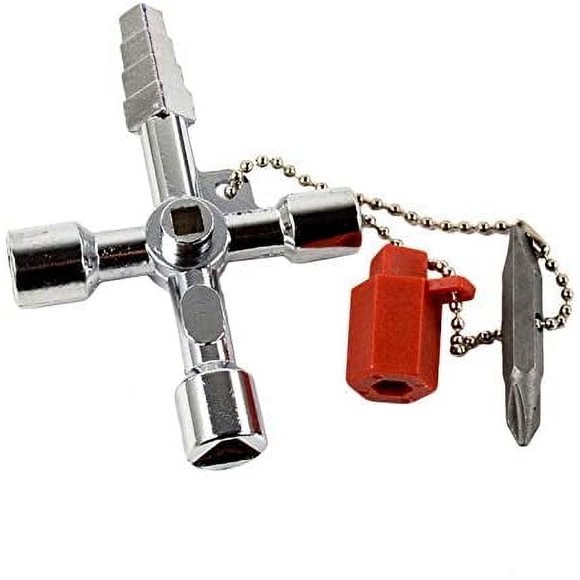 Zinc Alloy Cross Shape Design Universal Opening Key, Multi Functional Wrench Key for Plumbers Electricians Tool