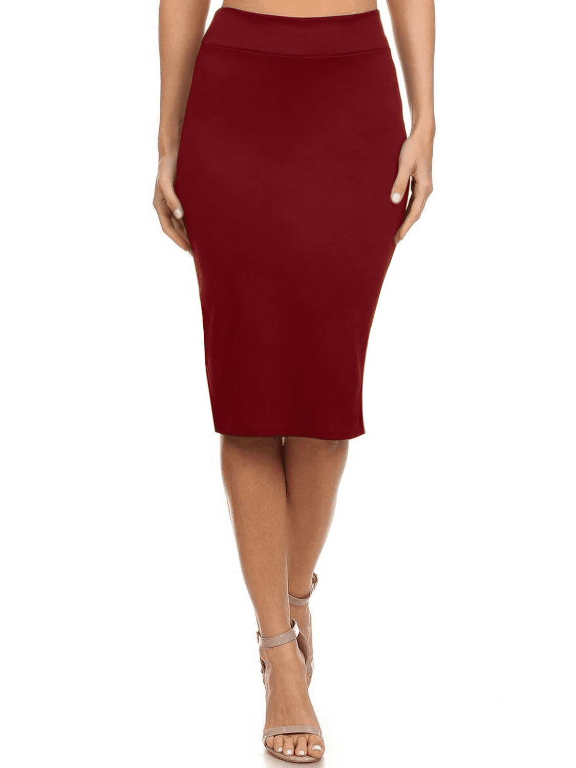 oxblood red pencil skirt