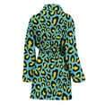 thumbnail image 2 of Teal And Yellow Leopard Pattern Women Bathrobe One Size Univeral Fits, Wide Animal Fashion Lightweight Plush Fleece Long Robe For Women, 2 of 3