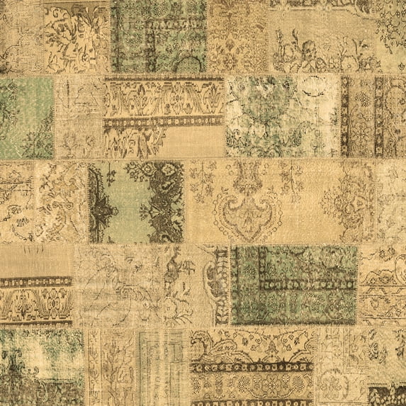 Ahgly Company Indoor Square Patchwork Brown Transitional Area Rugs, 7' Square