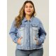 thumbnail image 2 of ChaqueDe MezclilDeshilachaCon Frente Lavado Clásico PaMujer De TalGrande Azul claro 3X, 2 of 6