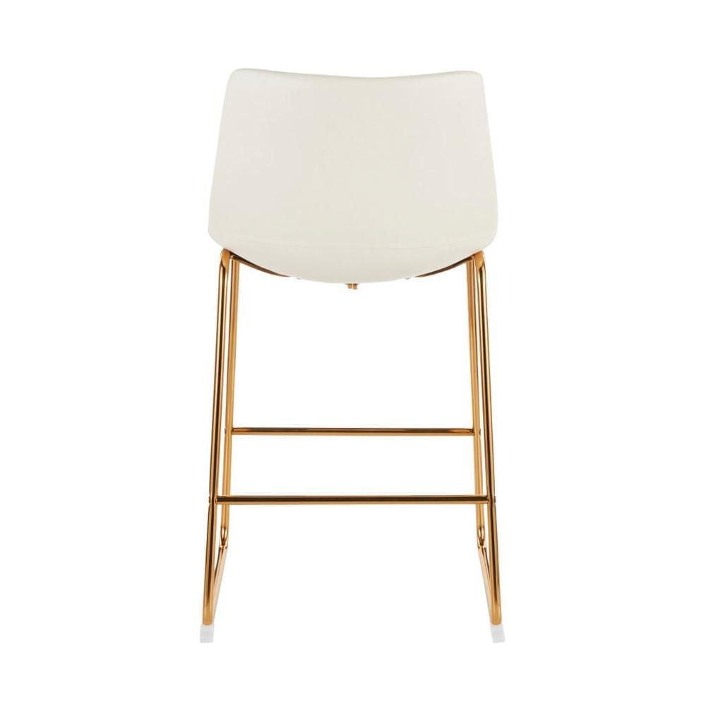 Heavenly Collection PU Stool, Counter PU Stool, Modern Stool with Gold Legs, Kitchen Stool, Restaurant Stool, Island Stool, with Footrest - Set 2