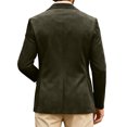 thumbnail image 4 of Men's Casual Suede Blazer, Slim-Fit Single-Breasted Winter Jacket, Dark Green, L, 4 of 6