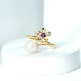 thumbnail image 3 of Rosec Jewels Freshwater Pearl Floral Ring for Women with Amethyst, Cocktail Ring, 18K Yellow Gold, US 5.50, 3 of 9