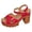 Red, variant on Women's Platform Sandals Ankle Strap Open Toe Lug Sole Chunky High Heel Summer Dress Shoes
