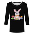 thumbnail image 4 of Camisetas Casuales de las Mujeres Impresas 3/4 Manga Cuello Redondo Blusa, Moda Ligera Superior para el Hogar Y el Uso Diario, Cómoda Imitación de la Tela Del Estante, 4 of 5