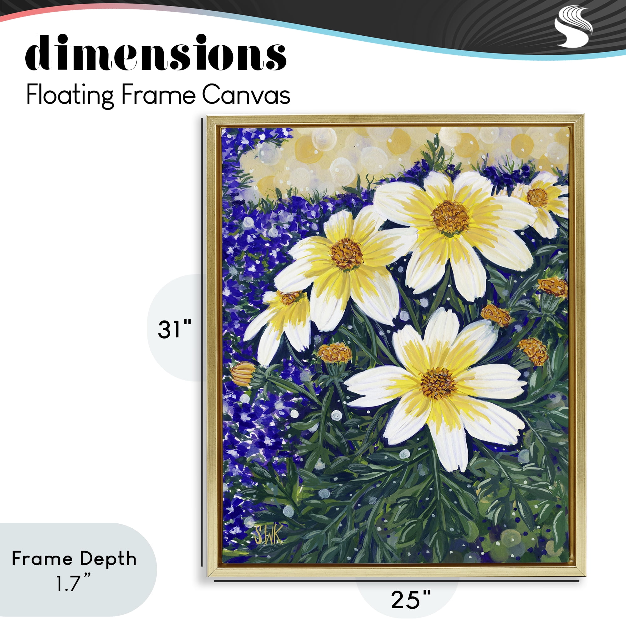 Stupell Industries Summer Garden Cosmos Gold Framed Floater Canvas Wall Art, design by Sarah Waldron Kimball