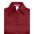 thumbnail image 4 of J. METHOD Women's Tailored Button Down Shirt Cuffed Short Sleeve Stretch Collar Office Work Formal Casual Basic Blouse Top NEWT06 Burgundy XL, 4 of 5