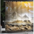 thumbnail image 4 of Ambesonne Egyptian Shower Curtain, Pyramids with Clouds Image, 69"Wx75"L, Cream Orange, 4 of 5