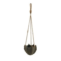 Bloomingville Hanging Stoneware Cactus Shaped Planter with Rope, Multicolor