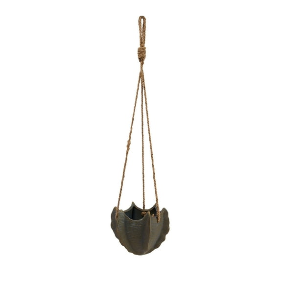 Bloomingville Hanging Stoneware Cactus Shaped Planter with Rope, Multicolor