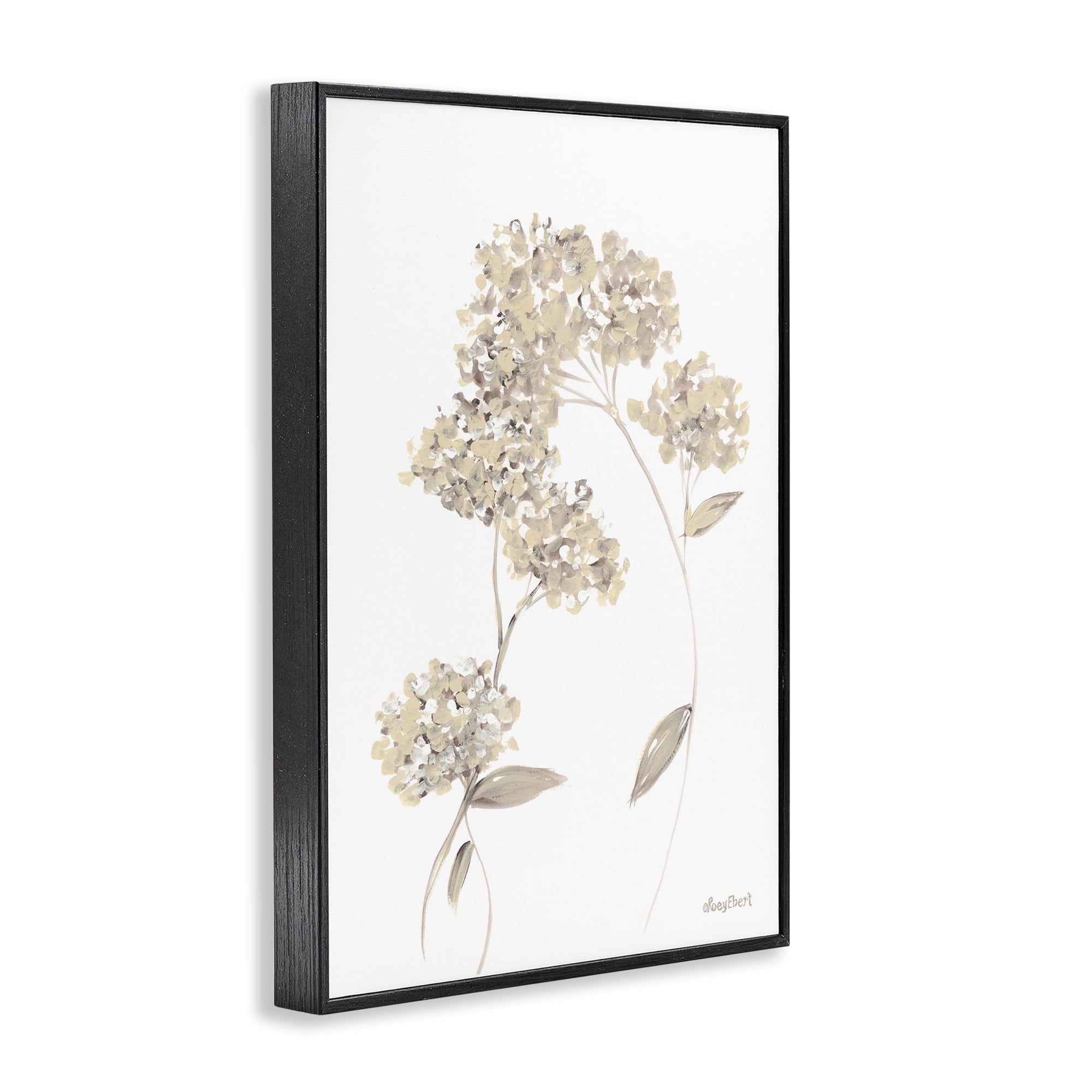 Stupell Industries Neutral Geranium Florets Botanical & Floral Painting Black Framed Art Print Wall Art, 20 x 30