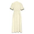 thumbnail image 5 of Gamivast Dresses for Women Linen Short Sleeve V-Neck Twist Front Maxi Dress Loose Fit A-Line Long Dress with Pockets Casual Resort Vacation Beach Dress Beige XL, 5 of 6