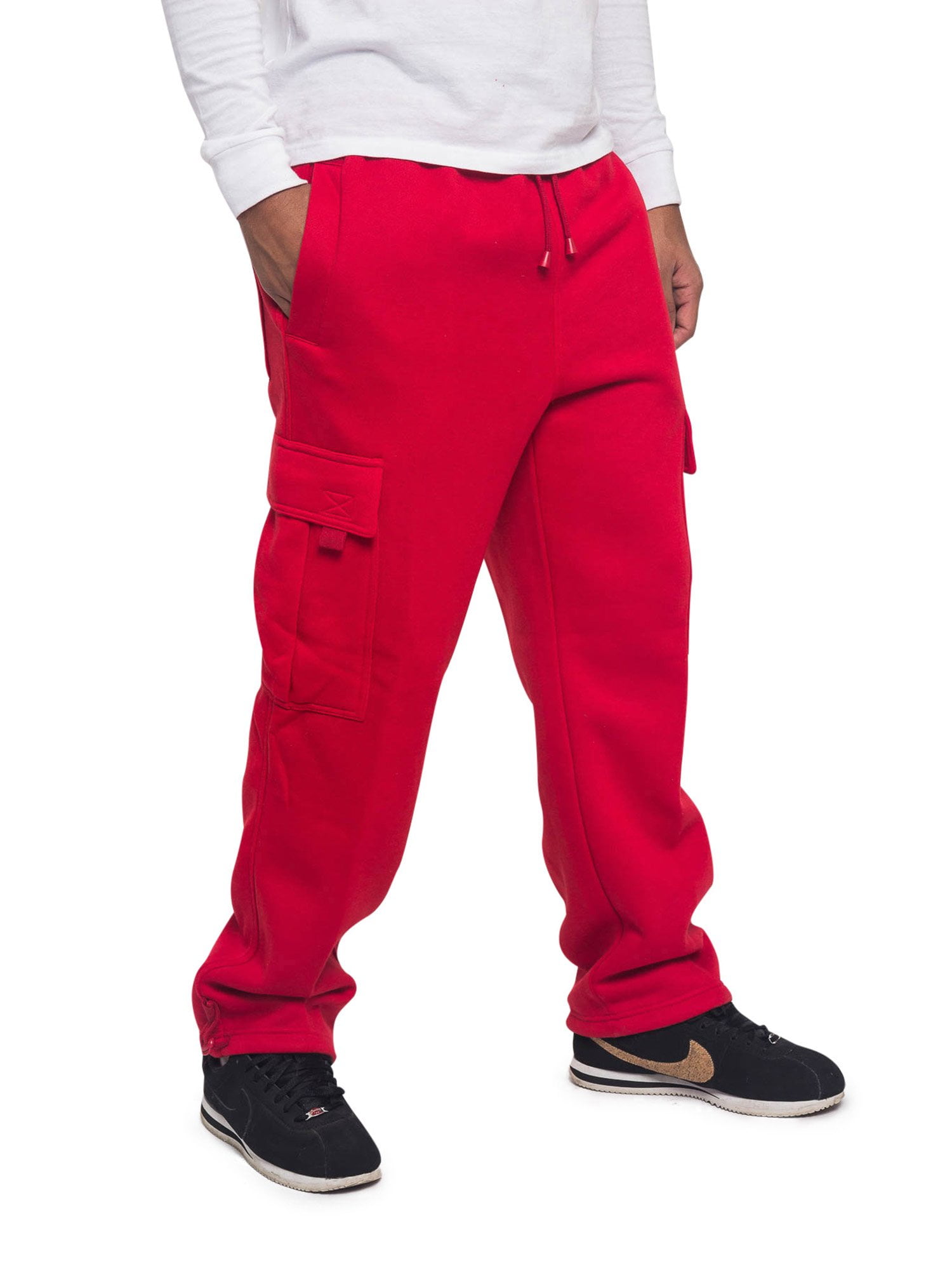 Victorious Men's Heavyweight Fleece Relaxed Lounge Cargo Sweatpants - Red -  3X-Large