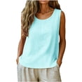 thumbnail image 3 of GZWYHT Cotton Linen Tank Tops For Women，Sleeveless Crewneck Basic Camisole Lightweight Gauze Shirts Layering Camisoles Clothes Beach Vacation Spring Summer Gauze Shirts, 3 of 5