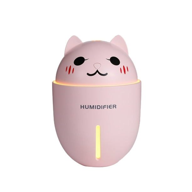 Humidificador de niebla de aire portátil Zulema 3 en 1 USB 320mL ventilador de refrigeración lámpara de luz nocturna Rosado