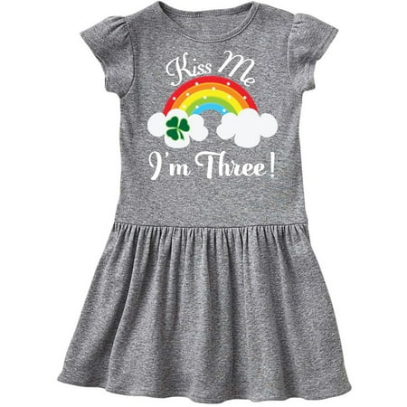 

Inktastic 3rd Birthday Kiss Me I m Three Irish Gift Toddler Girl Dress