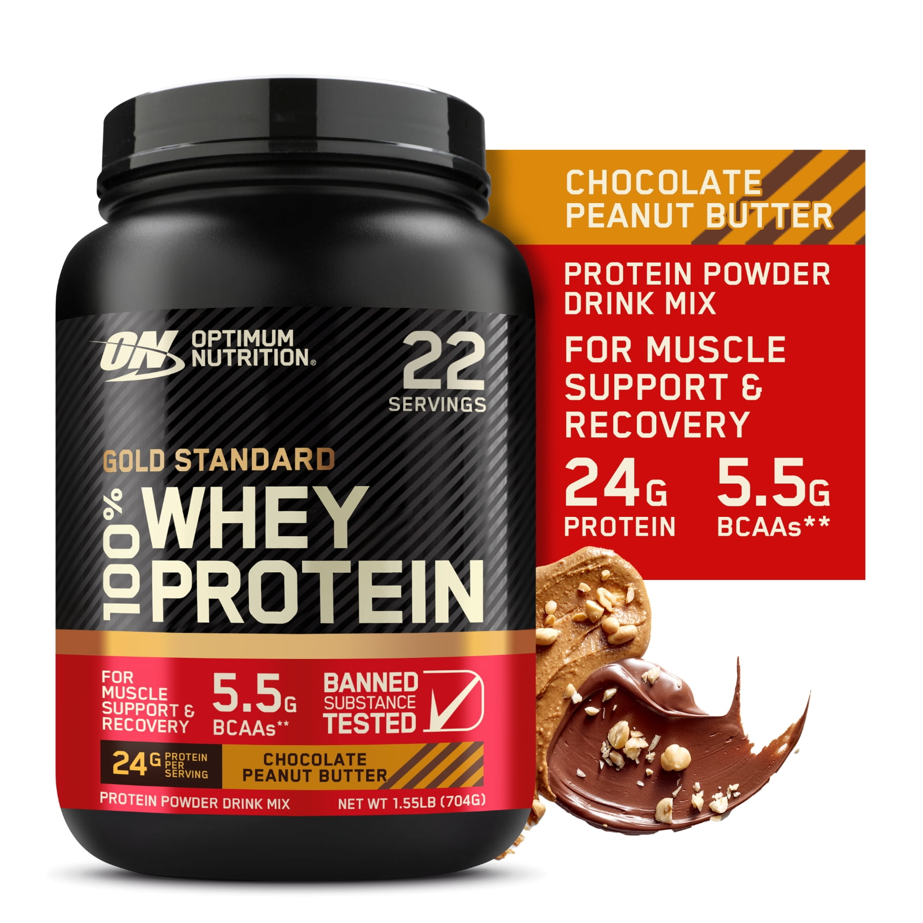 Optimum Nutrition Gold Standard 100% Whey Protein Powder, Chocolate Peanut Butter, 22 Servings