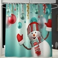 thumbnail image 4 of 4Pcs/set Christmas Snowman Shower Curtain Set Bath Mat Toilet Cover Rug  Home Bathroom Decor, 4 of 8