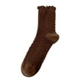 thumbnail image 5 of 6 Pairs Ladies Mid-Calf Stack Socks Ruffle Trim Autumn Casual Solid Color Socks, 5 of 5