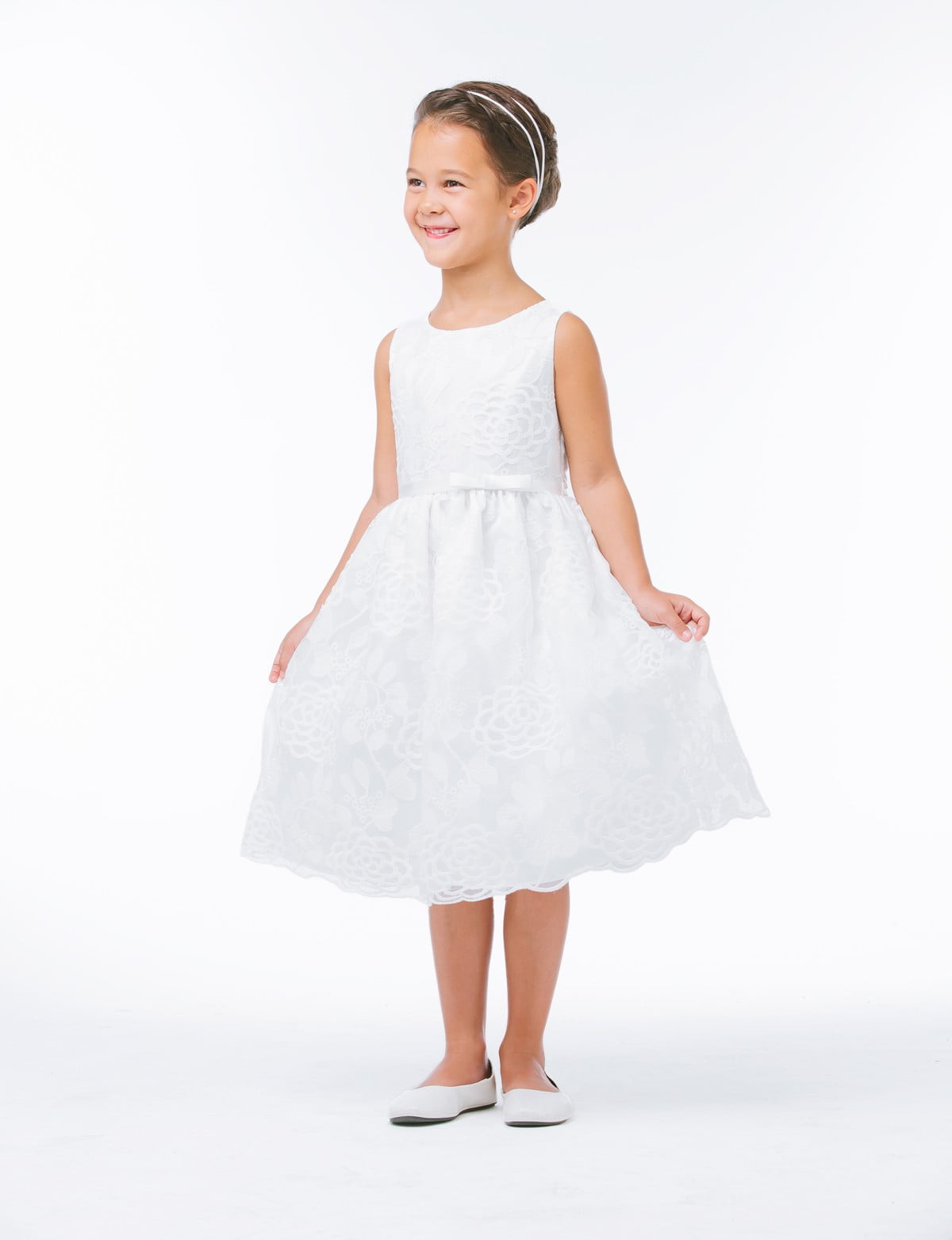 Sweet Kids Little Girls Off White Chrysanthemum Mesh Easter Dress 2T