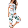 thumbnail image 6 of POROPL Women's Pajama Sets,Cute Print Pjs Short Sleeve Tops and Capri Pants Sleepwear Loungewear Size S-3X, 6 of 6