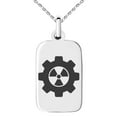 thumbnail image 1 of Stainless Steel Radioactive Gear Engraved Small Rectangle Dog Tag Charm Pendant Necklace, 1 of 1