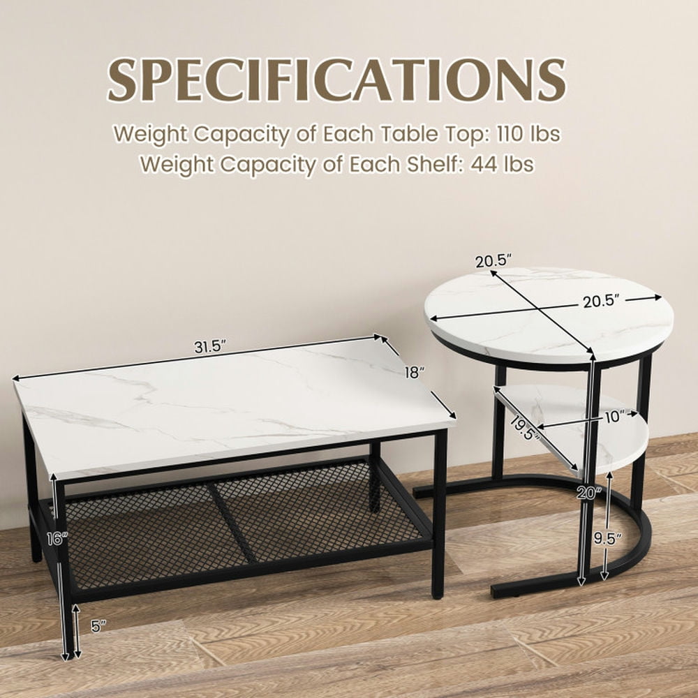 Finihen Coffee Table, Nesting Coffee Table, Set of 2 Nesting Coffee Table with Extra Storage Shelf, for Living Room, Reception Room, Black Finihen Coffee Table, Nesting Coffee Table, Set of 2 Nesting Coffee Table with Extra Storage Shelf, for Living Room, Reception Room, Black