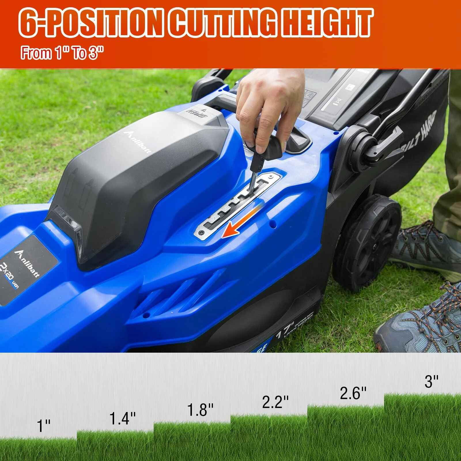 ANLIBATT Cordless Lawn Mower 17inch Electric Grass Cutter Walk-Behind Mower with Charger Combo Set 40V Brushless Battery Electric Lawn Mower Set