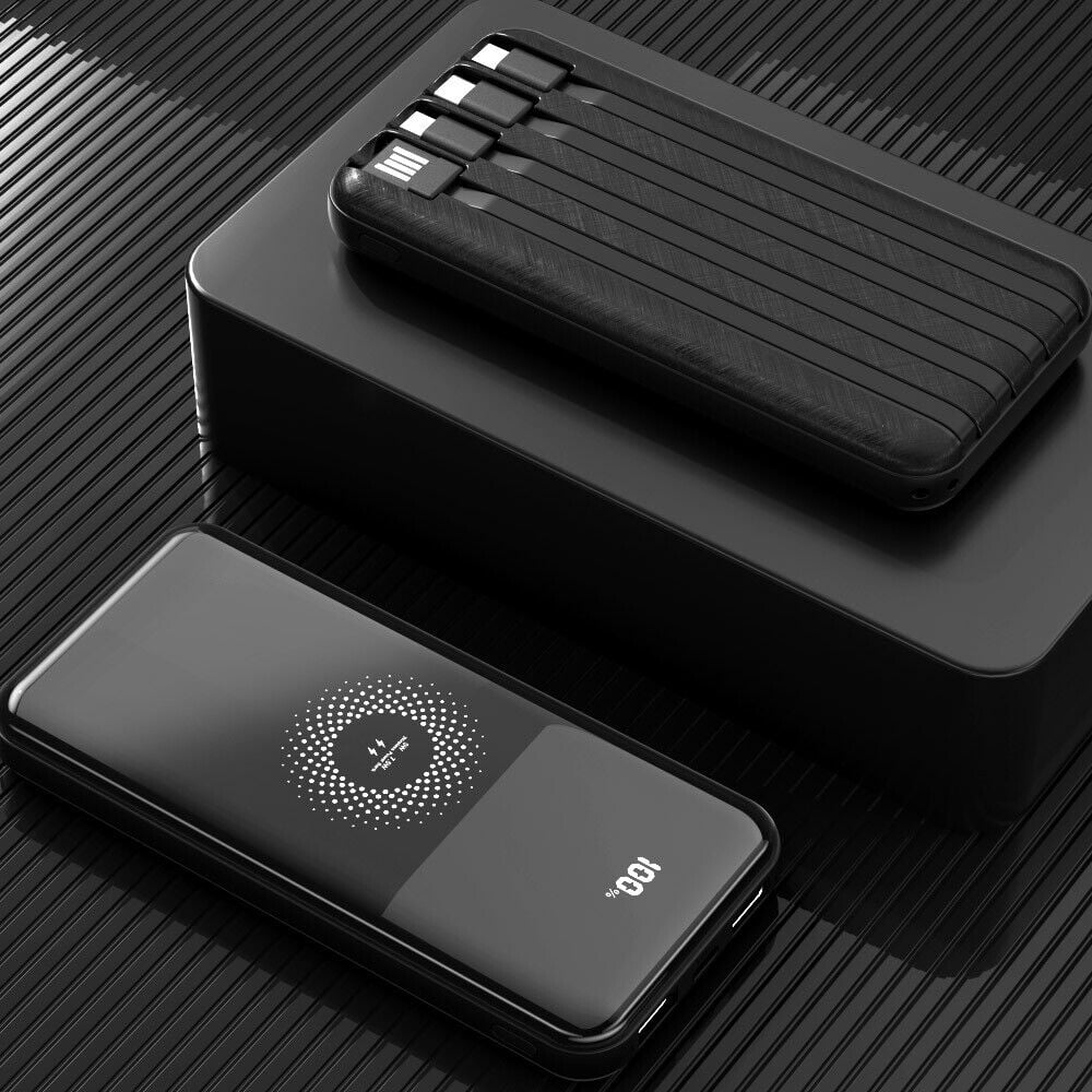 4 USB Power Bank, Ultra High Capacity Wireless Power Bank Fast Charging External Battery with Battery LCD Display