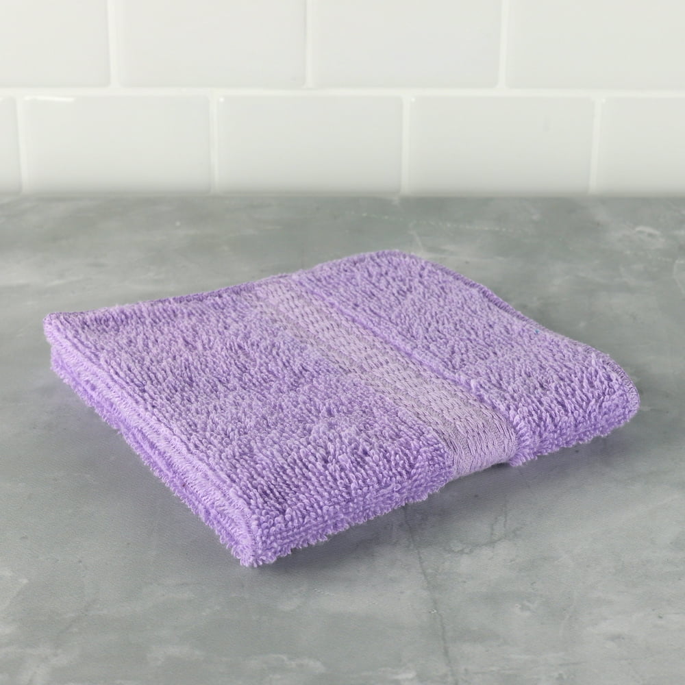 Mainstays Basic Single, Solid Lavender Washcloth 12" x 12" Walmart