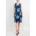 thumbnail image 2 of Studio One Crew Neck Sleeveless Bodycon Floral Print Chiffon Dress with 3/4 Sleeve Textured Bolero-BLUE MULTI / 4P, 2 of 10