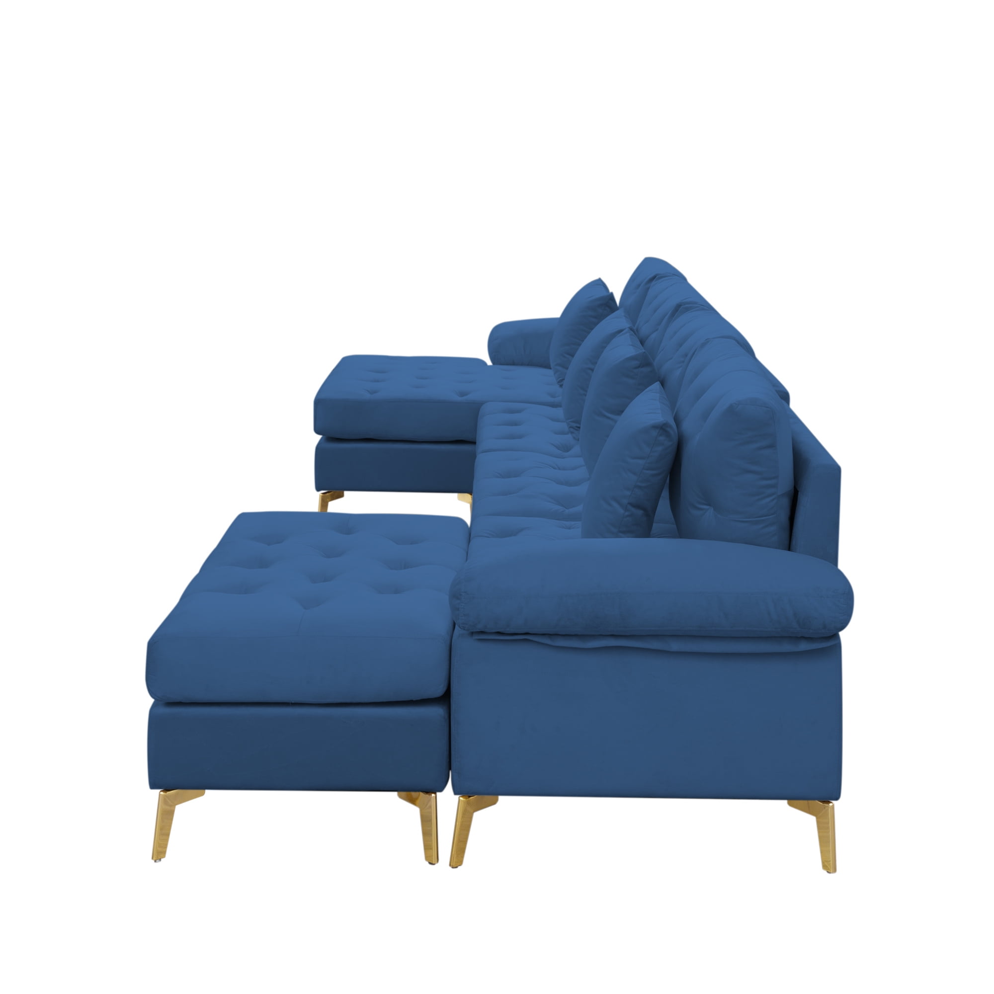 1/26迄 rikoao sofa navy Resenkos Modern Velvet Fabric Sectional Sofa Sets U Shaped