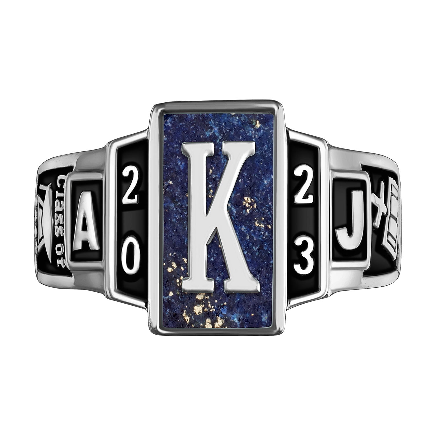 Freestyle, Women's - Onyx, Carnelian, Lapis or Mother of Pearl Genuine Stone Art Deco Class Ring, High School or College Graduation