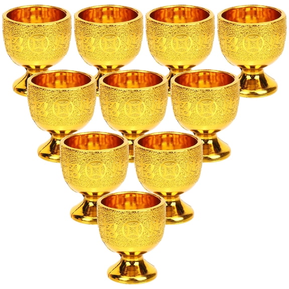 LOLIPPYY 10Pcs Decorative Golden Tea Cups Small Reusable Cups for Home Use with Smooth Surface