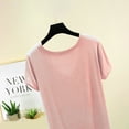 thumbnail image 4 of JUUYY Women Relaxed Cooling U-Neck T-Shirt with High Low Hem Sleep T-Shirts Modal Round Neck Solid Color Top Pink L, 4 of 5